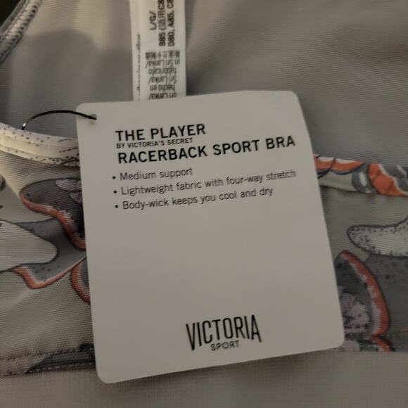 NWT Victoria Sport racerback sports bra large gray butterfly - Picture 4 of 7